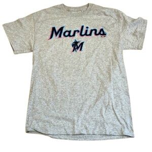 NWOT! MAJESTIC Gray Miami Marlins Baseball T-Shirt